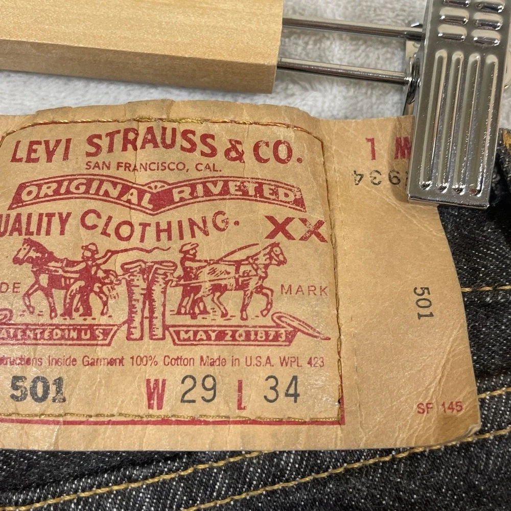 Vtg Black USA 501 Jeans Mens 29x34 (fit 28x33) Made in USA Excellent 501-0155